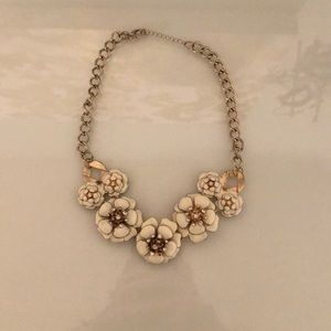 Gold and White Rose Necklace
